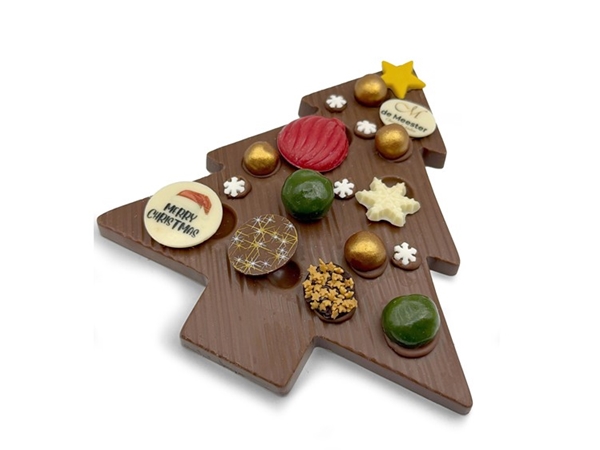 Chocolade Kerstboom plat met ballen
